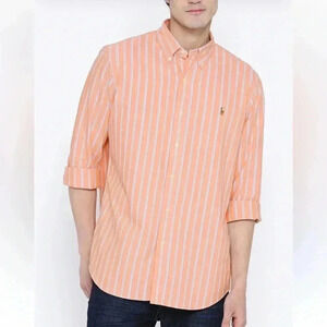 Ralph Lauren men's‎ Longsleeve button up Polo orange striped Size 17 /34-35